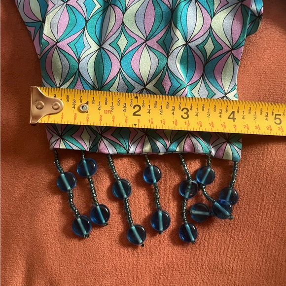 Geometric print beaded art scarf - Picture 3 of 5